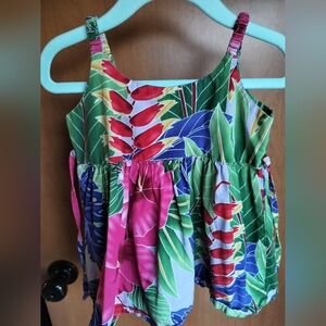 Kilohana Tropical Leaf Print Cotton Dress Made in Hawaii 18-24M